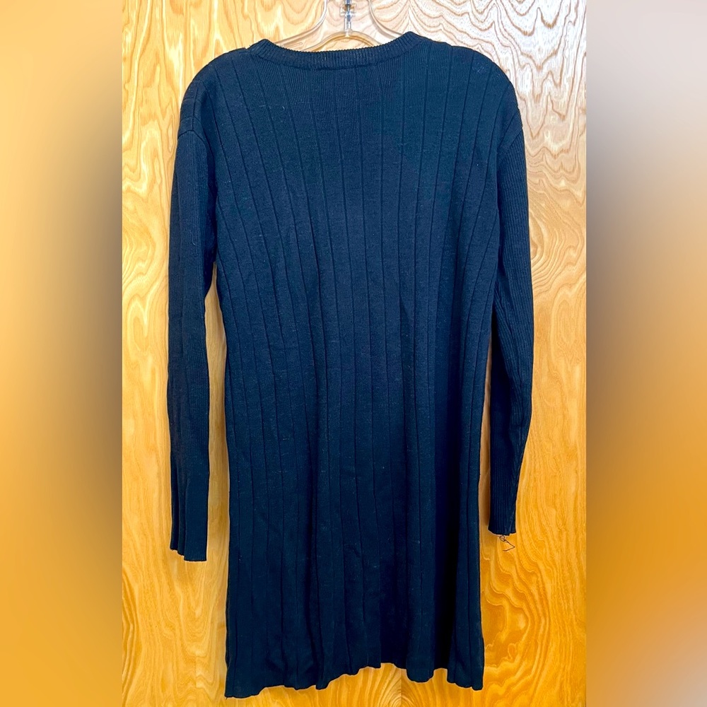 Andrea Jovine long sleeved black wool knit dress size large with NO MOTH HOLES